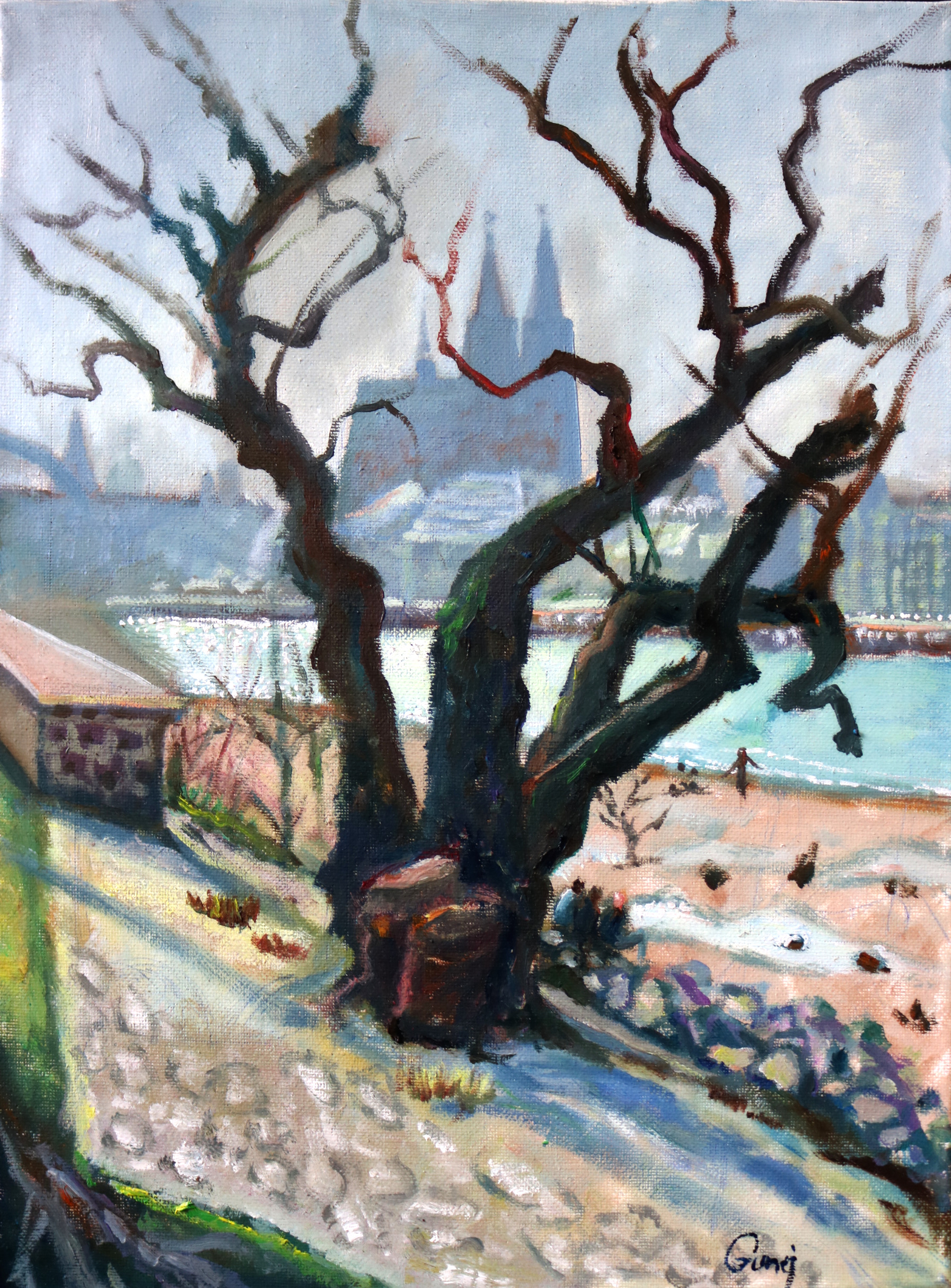 En plein air in Cologne, Germany — oil on canvas